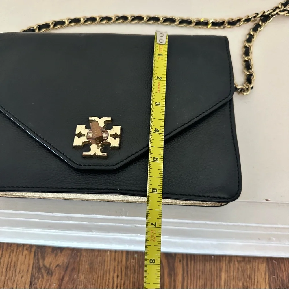 Tory Burch Black Robinson Leather Envelope Convertible Crossbody Shoulder Bag